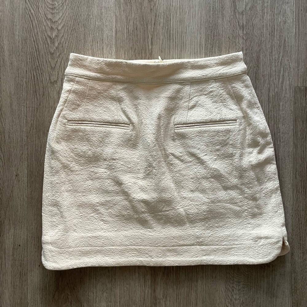 mon renn lorina ivory cream high waisted mini skirt size small NEW